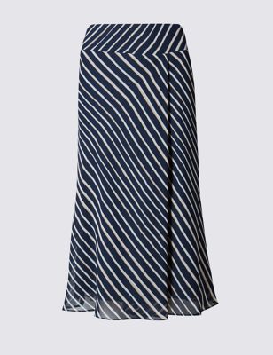 Tailored Fit Striped Midi Skirt